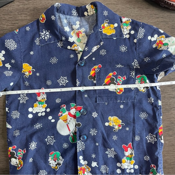 Handmade Vintage Boys Mickey Mouse And Friends Christmas Short Sleeve Shirt - Picture 5 of 7